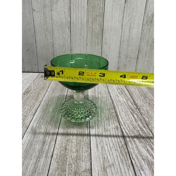 Vtg Anchor Hocking Forest Green Sherbet Clear Bubble Base Set of 5 Champagne - Picture 12 of 12